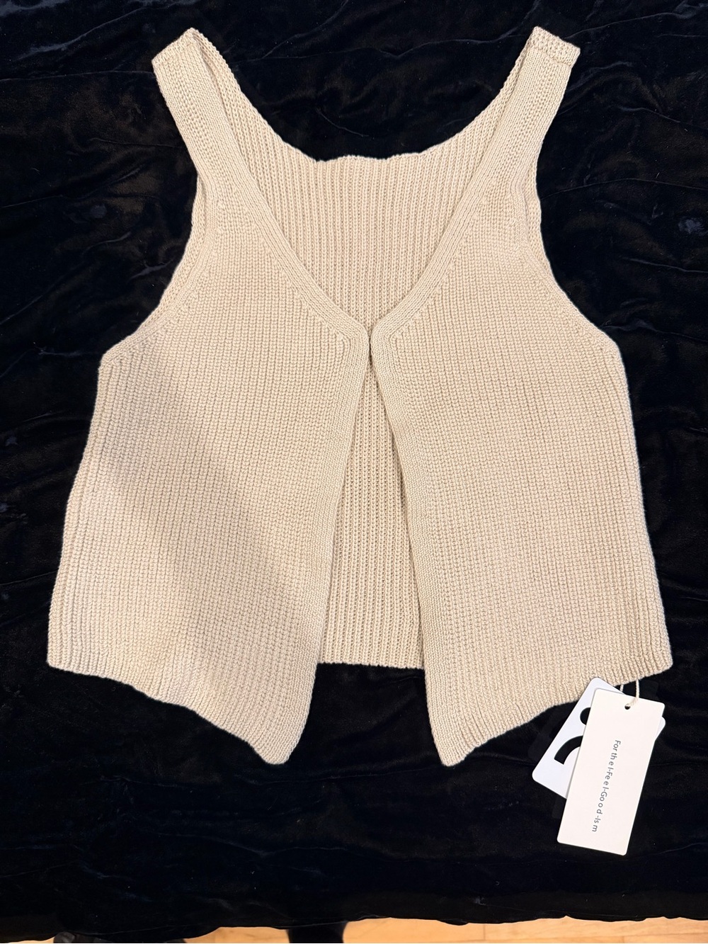 Commense Light Beige Ribbed Knit Top